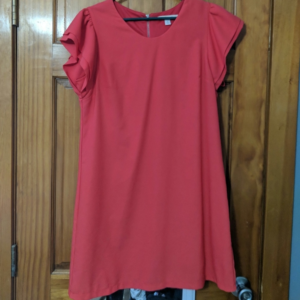 Beautiful bright coral pink mini dress